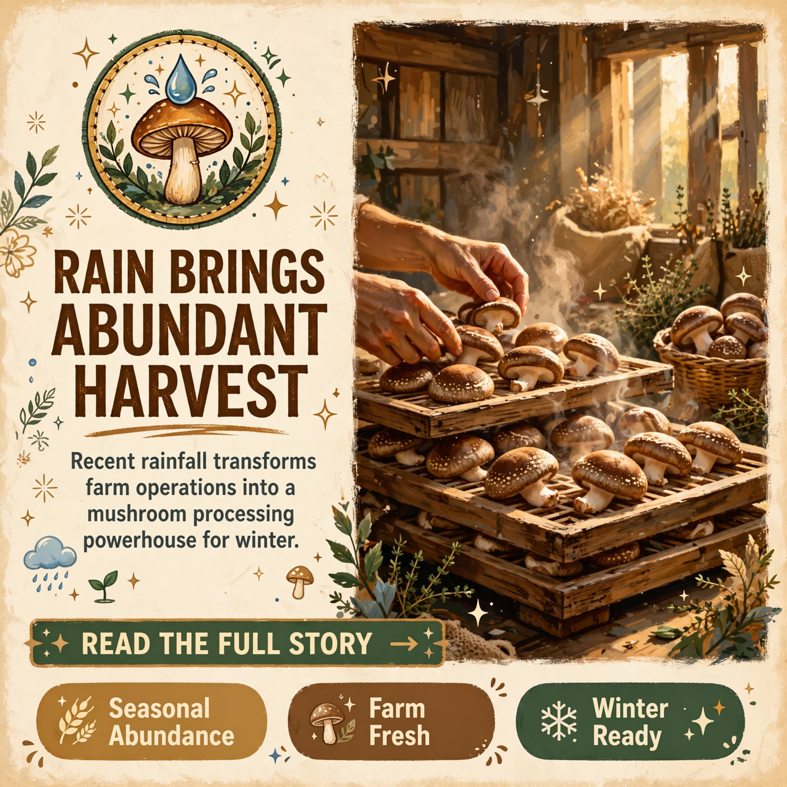 Featured image for "🍄 Hendon Farm Harvests 20 Pounds of Shiitake Mushrooms After Recent Rain"