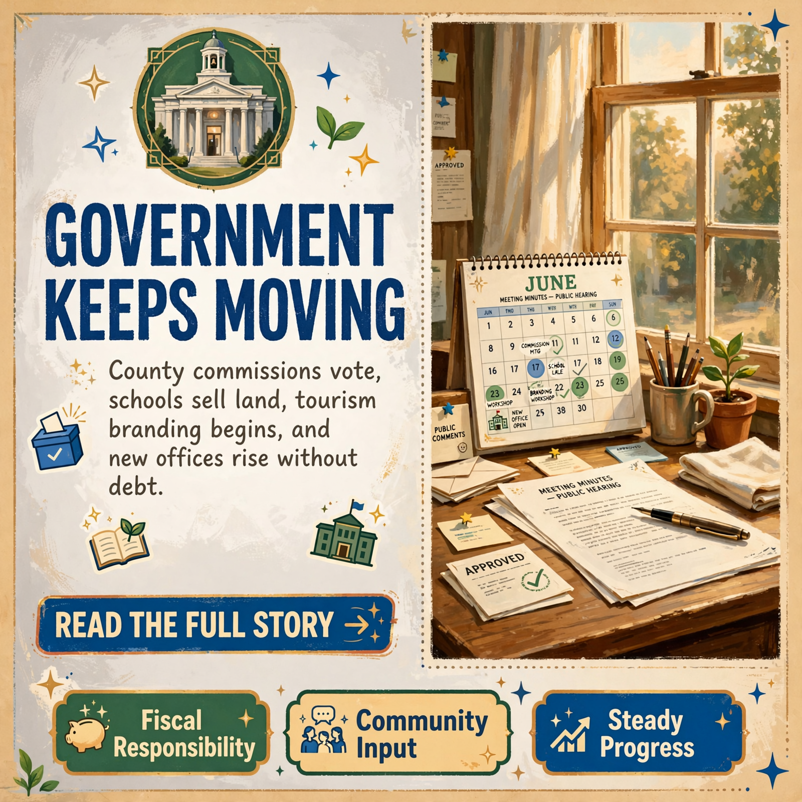 Featured image for "🏛️ Courthouse Corner: Van Buren's Commission Results Are In, Sequatchie Schools Sell a Spare Lot on Jones Drive, Dunlap Talks Tourism, and…