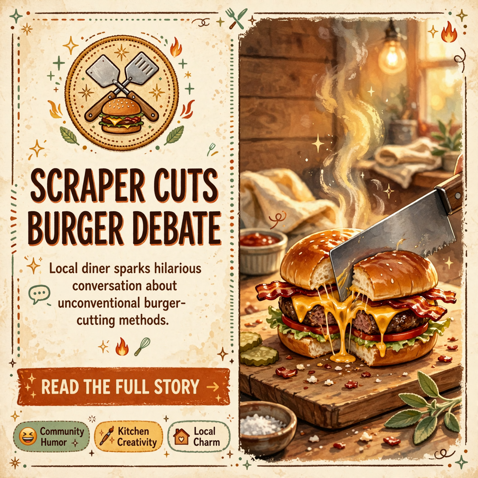 Featured image for "🍔 Tammy's Market in McMinnville Sparks Playful Burger-Cutting Debate"