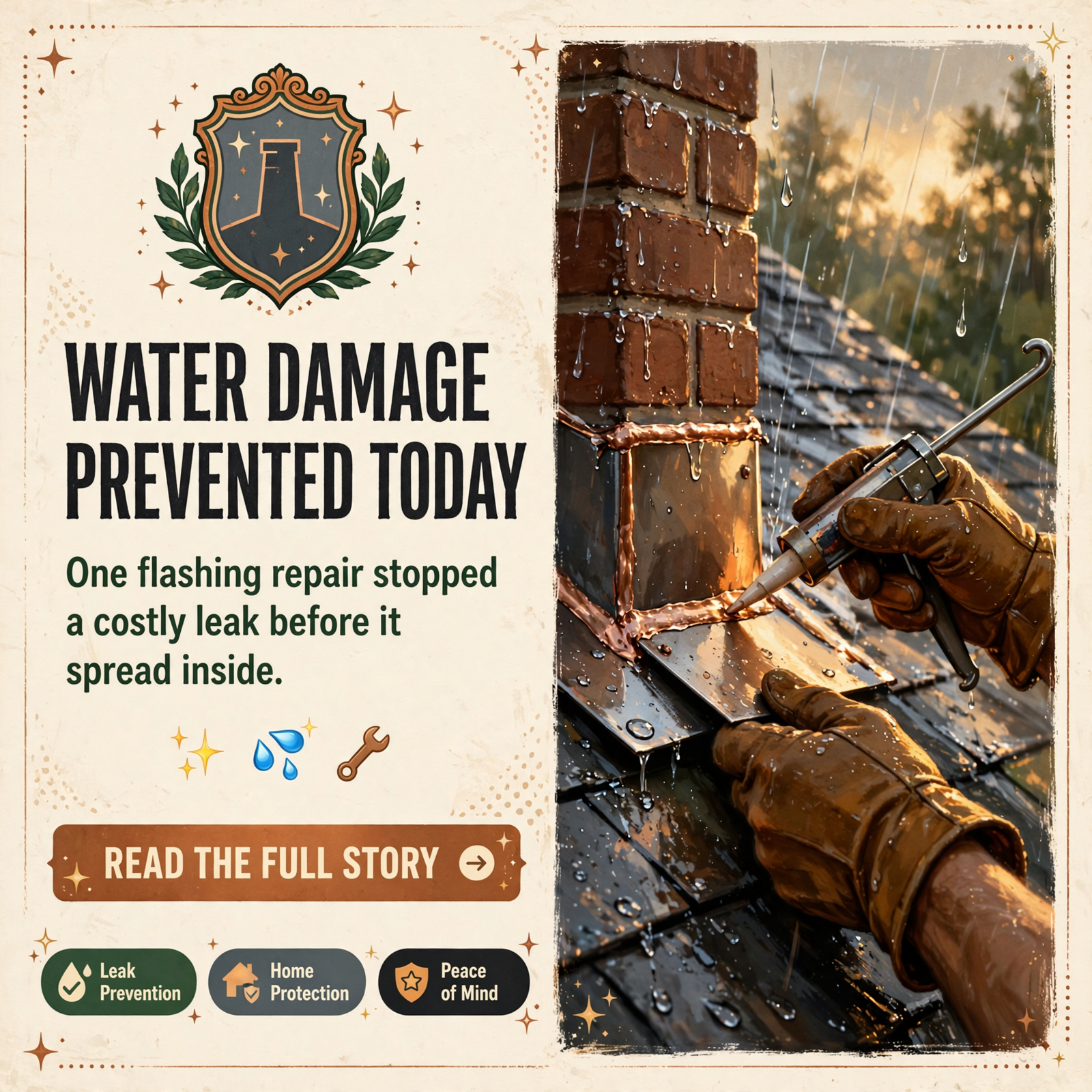 Featured image for "🏠 Chimney Flashing Repair Stops Water Damage at Local Home"