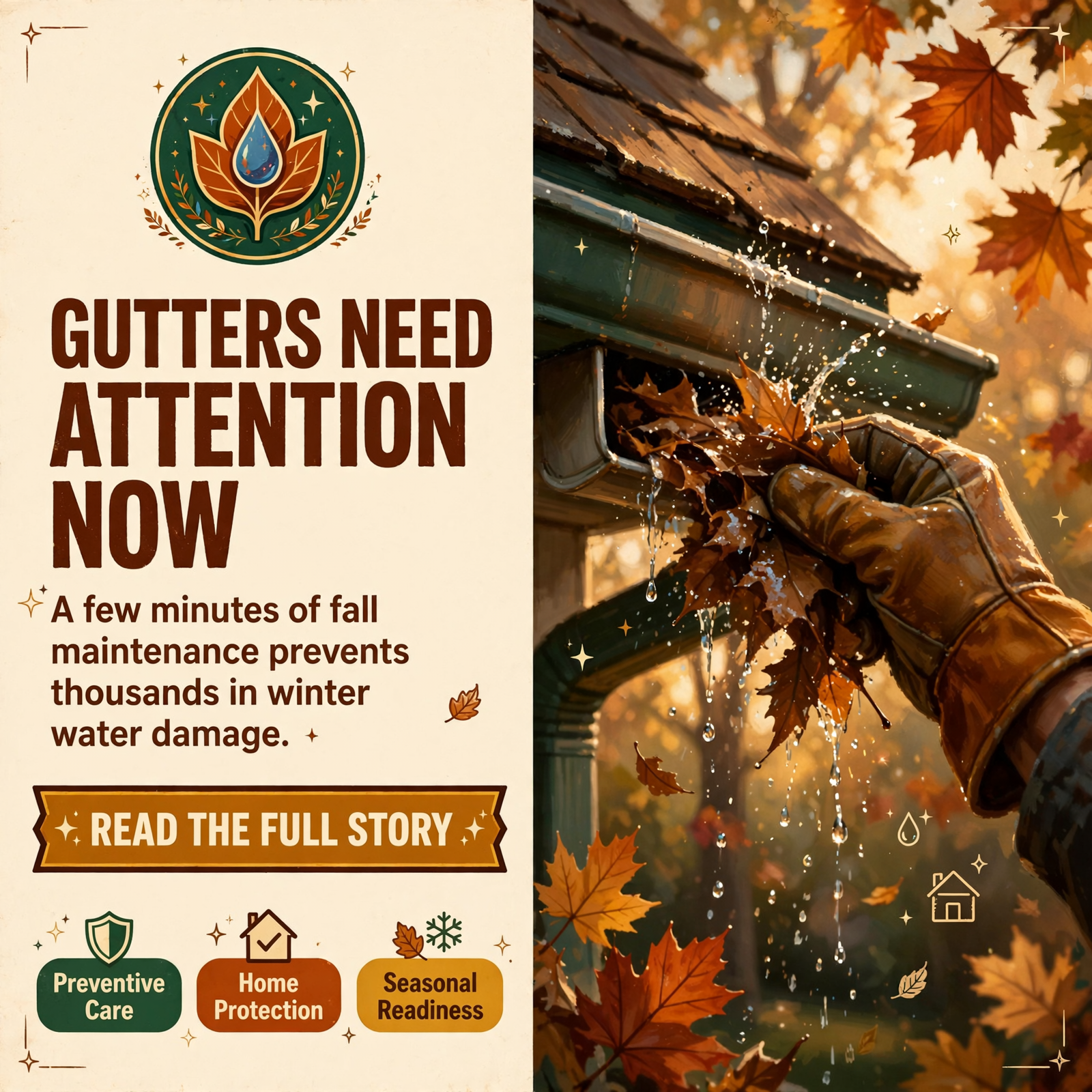 Featured image for "🍂 Fall Home Maintenance: Check Your Gutters & Drainage Before Rain Season"