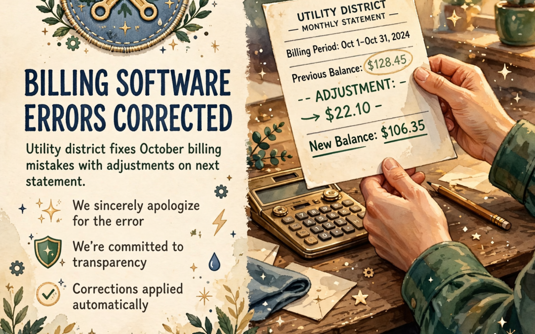 ⚠️ Fall Creek Falls Utility District Addresses October Billing Software Errors