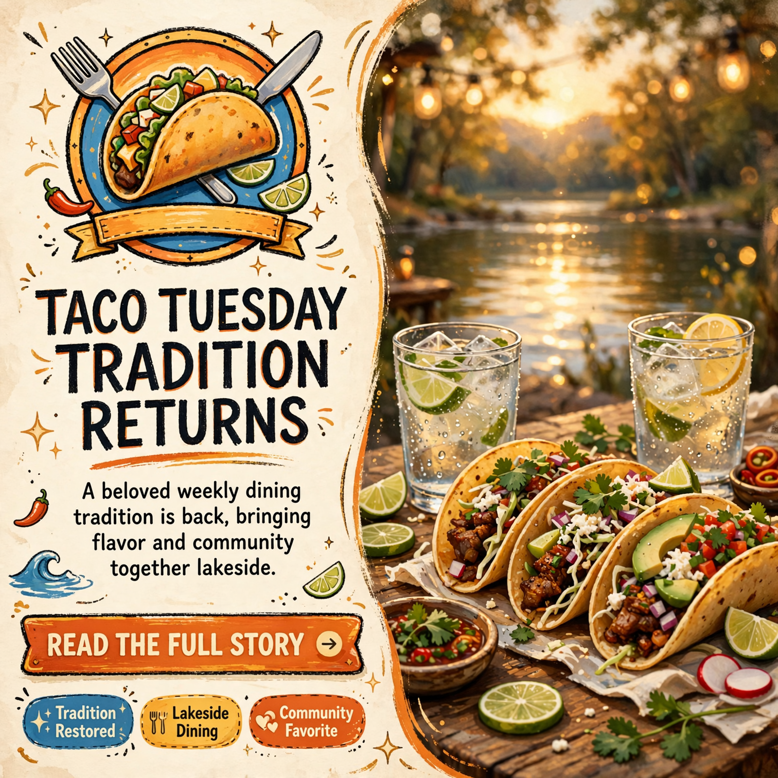 Featured image for "🌮 Taco Tuesday Returns to Nick's Lakeside Grill in Spring City"