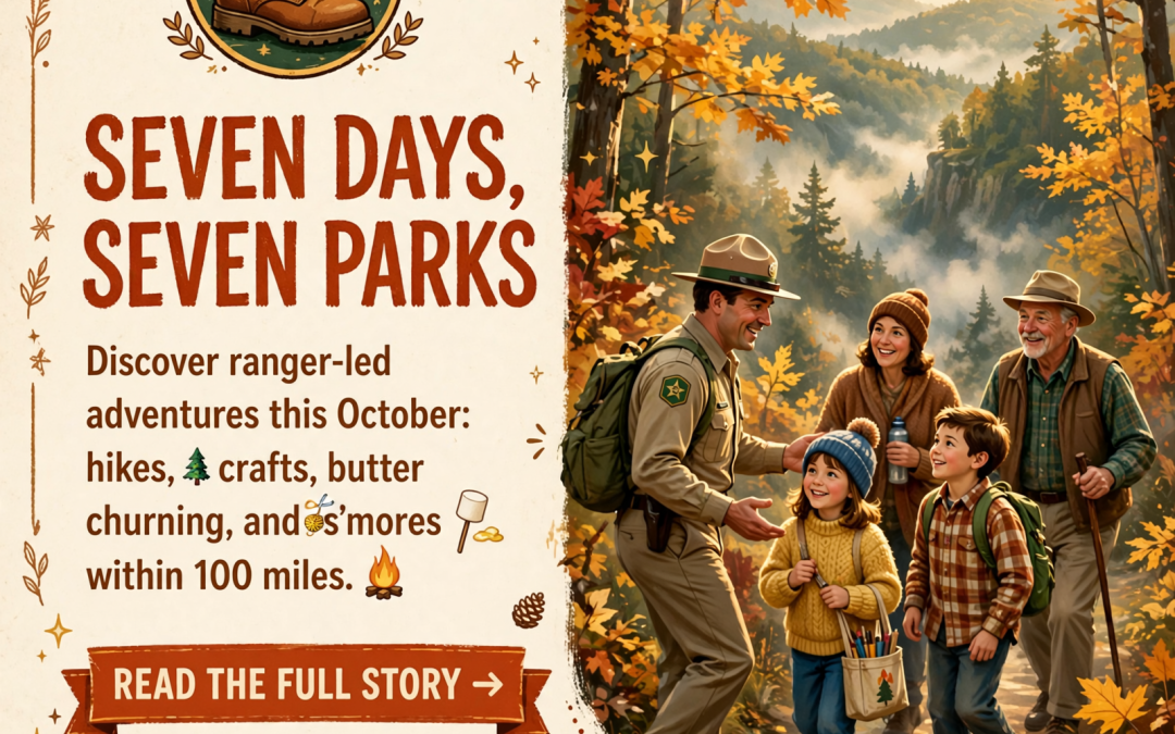 π§ Hundred-Mile Happenings: Fall Color at Stone Door, Granny Squares and Shorebirds at Harrison Bay, Butter Churning at Cumberland Mountain, a Bike Ride to The Boils, Knot Tying at Fiery Gizzard, Stories and S’mores at Burgess Falls and a Hike to Three Forks Lake