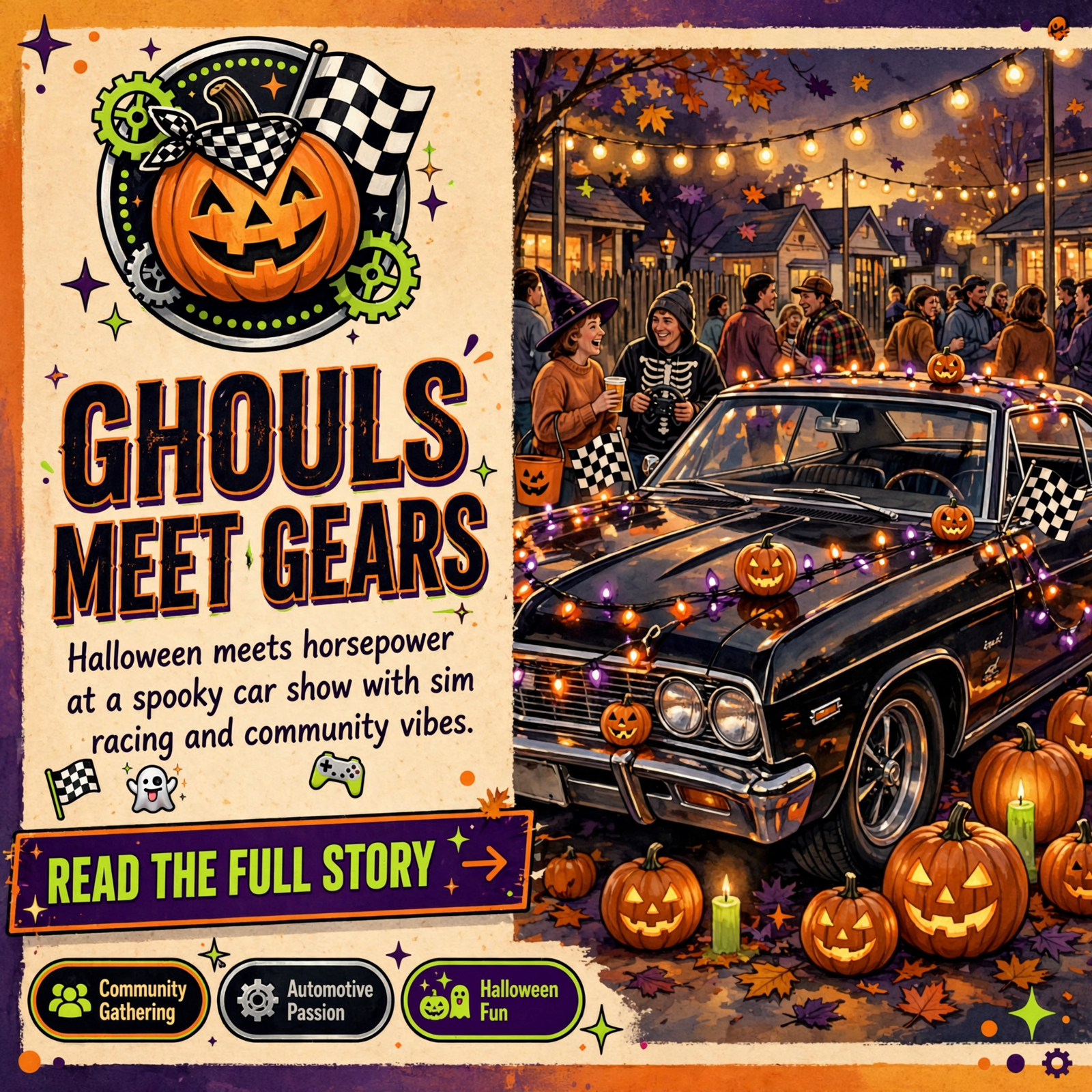 Featured image for "🎃 Ghouls & Gears Halloween Car Show & Bash Brings Trophies, Food, and Sim Racing to Whitwell"