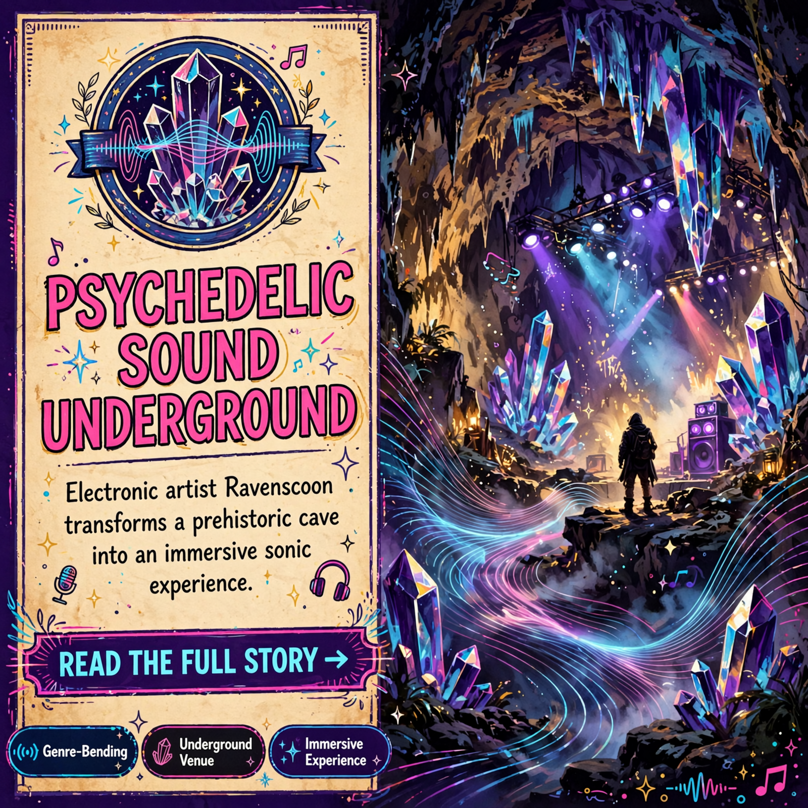 Featured image for "🎵 Ravenscoon Brings Psychedelic Underground Sound to The Caverns in Grundy County"