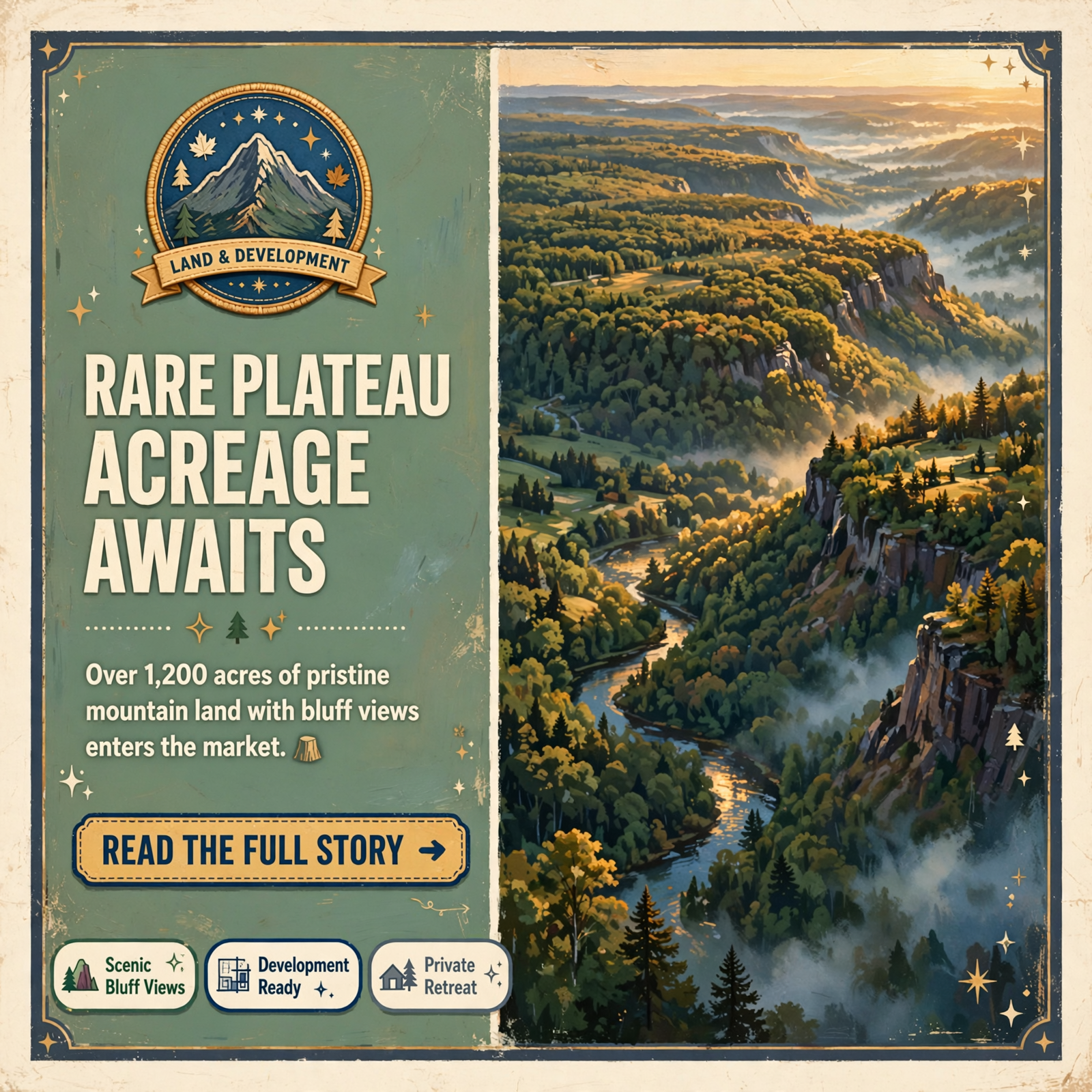 Featured image for "🏔️ Rare 1,211-Acre Mountain Tract Listed in Dunlap with Bluff Views and Development Potential"
