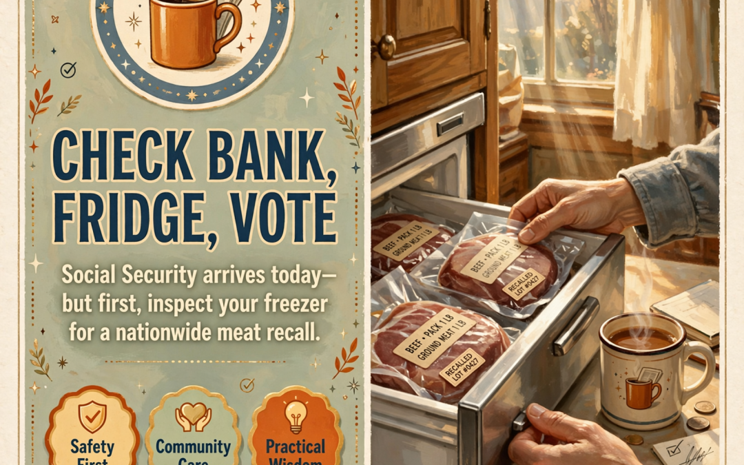 ☕ Front Porch Morning: Payday Wednesday, a Peek in the Meat Drawer, and the Big Book Sale Opens