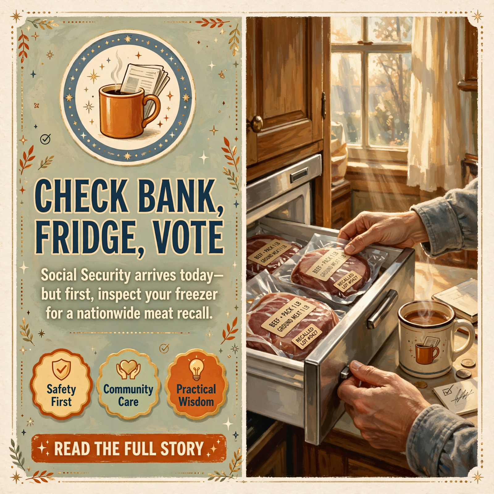 Featured image for "☕ Front Porch Morning: Payday Wednesday, a Peek in the Meat Drawer, and the Big Book Sale Opens"