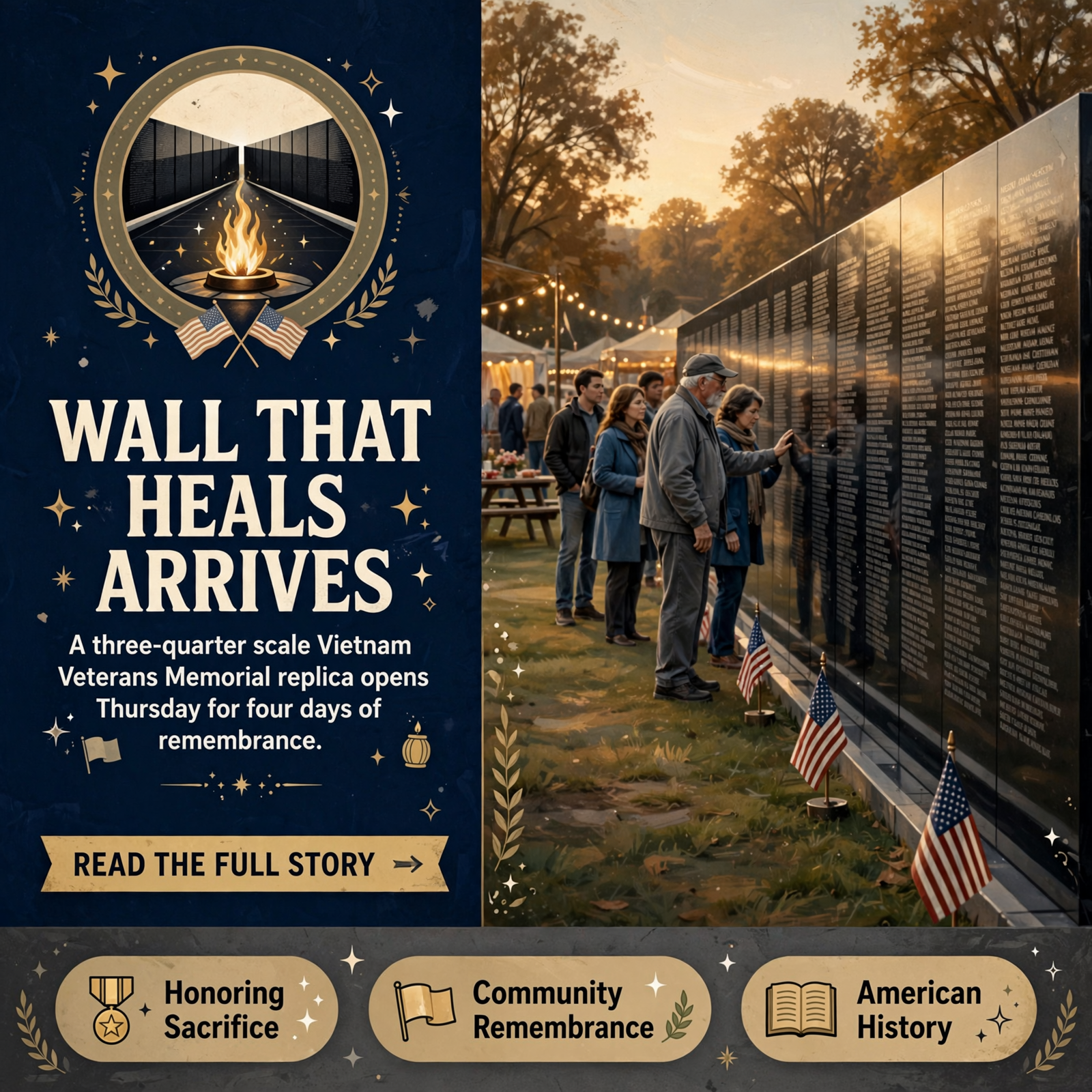 Featured image for "🇺🇸 The Wall That Heals Comes to Cookeville - Vietnam Veterans Memorial Replica Opens Thursday"