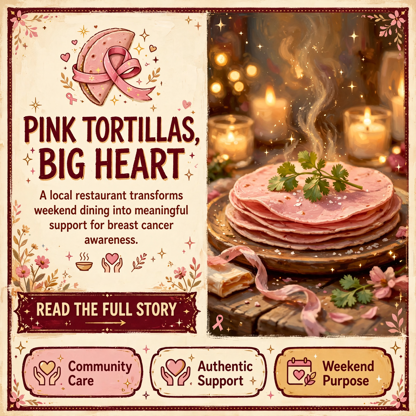 Featured image for "🎀 Hernandez Mexican Food Serves Pink Tortillas for Breast Cancer Awareness"