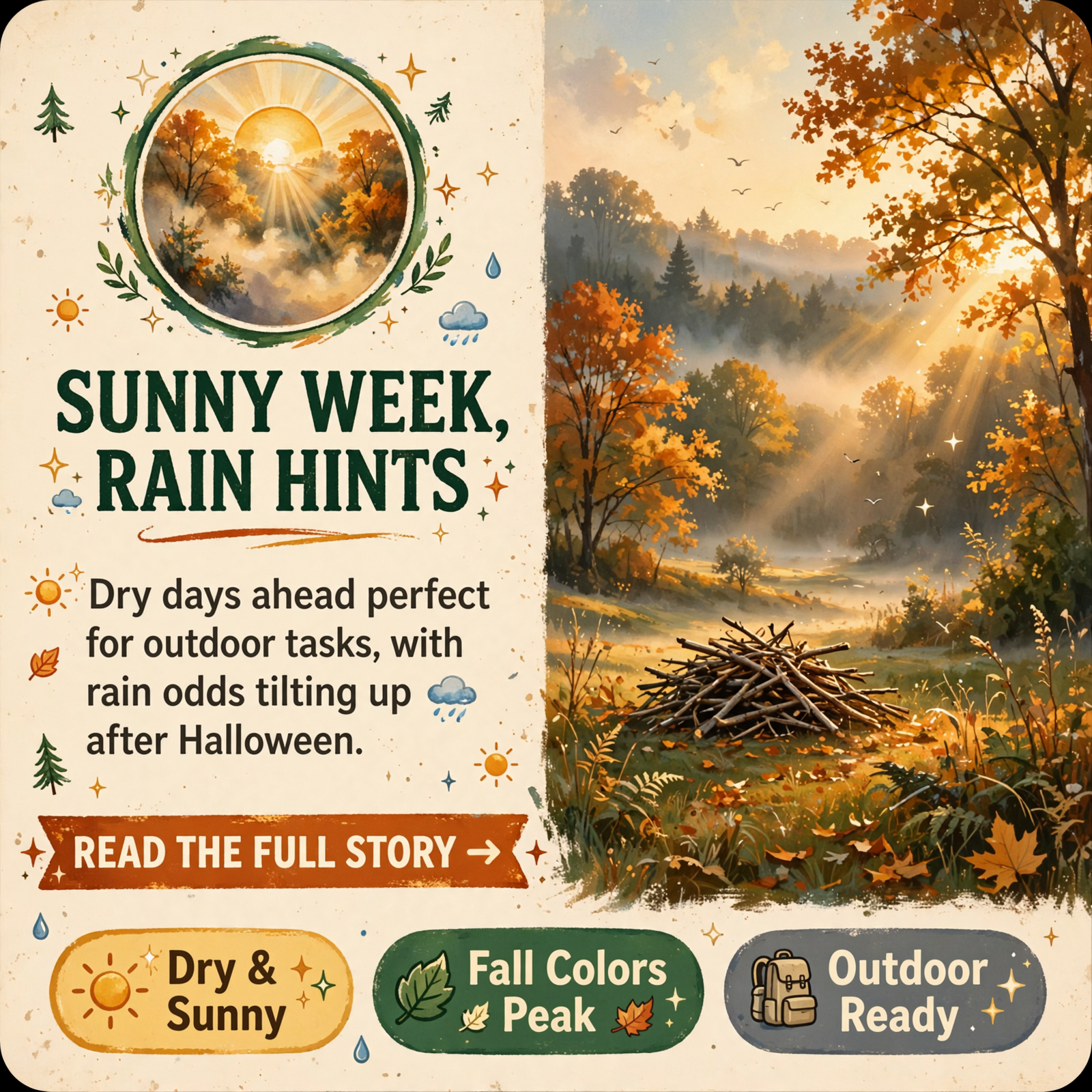 π Driest Air of the Week Today, a Calm Sunny Weekend and the First Hint of Rain Around Halloween: Your Dunlap Weatherβ¦ Featured image for "π Driest Air of the Week Today, a Calm Sunny Weekend and the First Hint of Rain Around Halloween: Your Dunlap Weather & Outdoors Week"