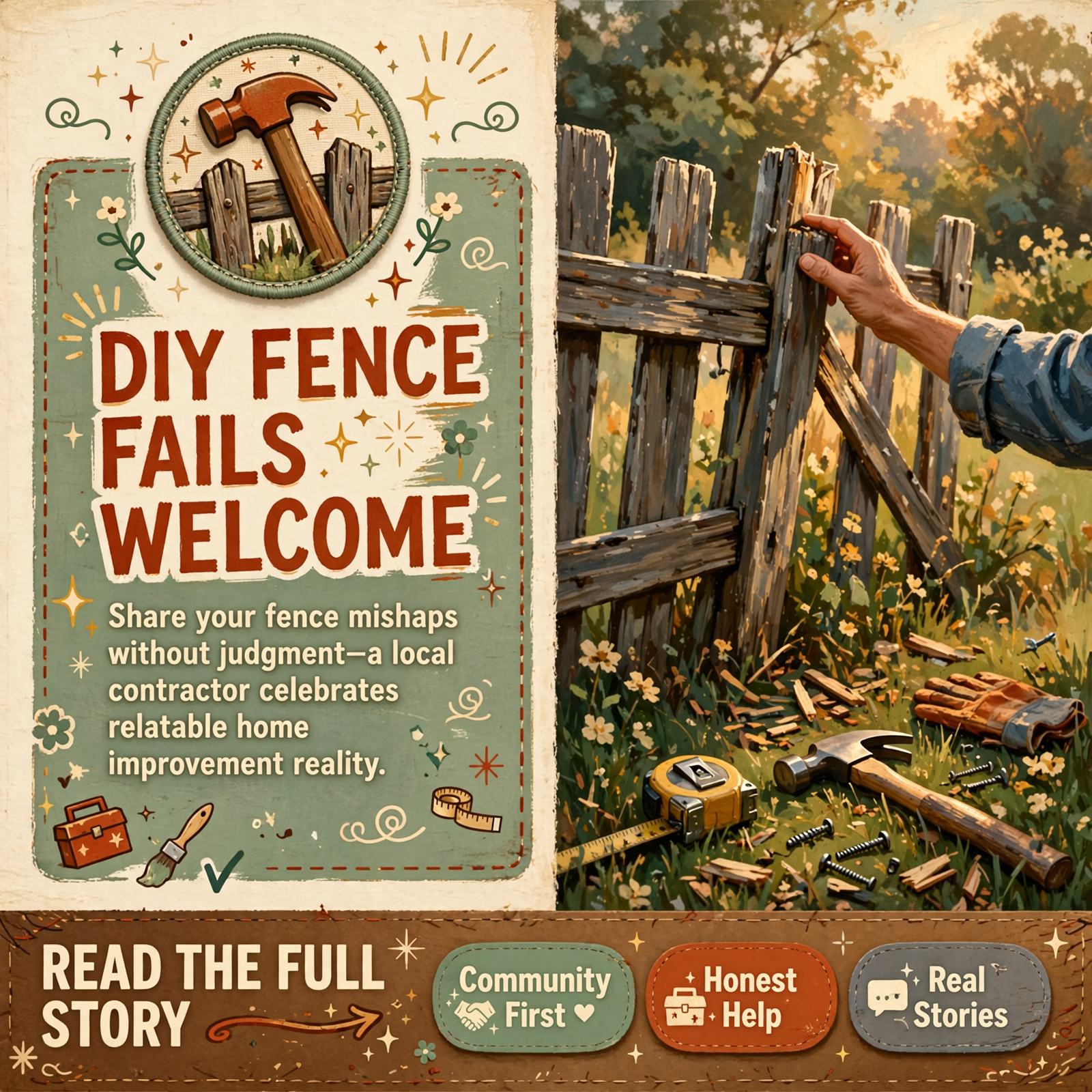 🔨 Fence Repair Contractor Invites Community to Share DIY Mishaps — Featured Image Featured image for "🔨 Fence Repair Contractor Invites Community to Share DIY Mishaps"
