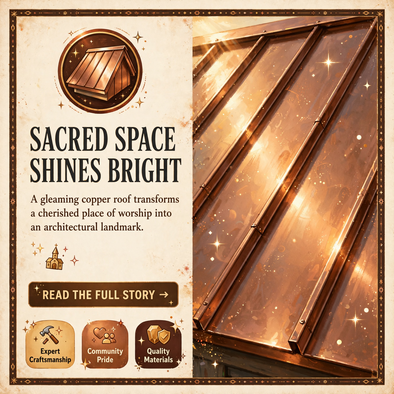 Featured image for "⛪ Risher Roofing Completes Striking Copper Metal Roof at Smithville Church"