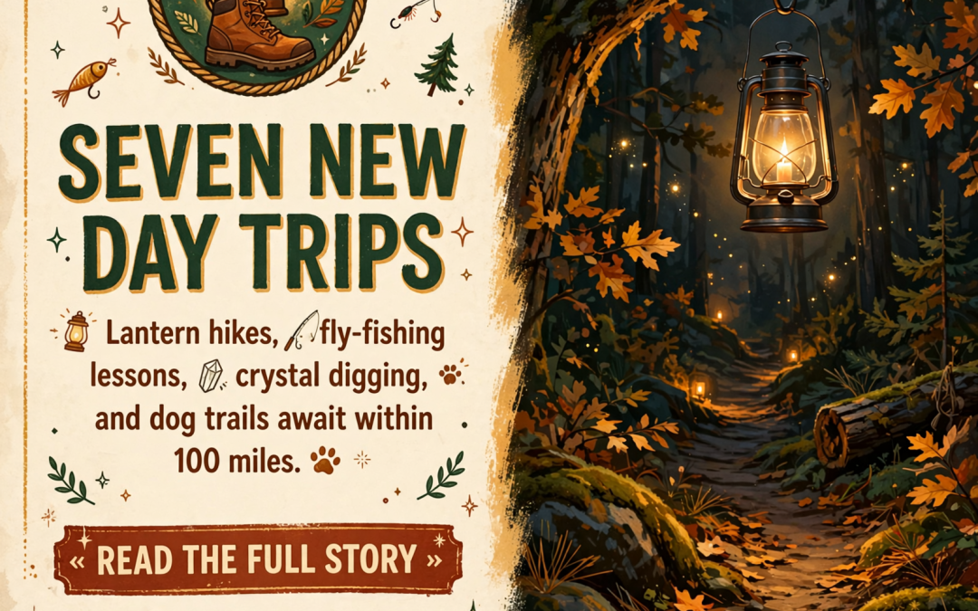 π§ Hundred-Mile Happenings: Lantern Hikes at Standing Stone, a Ranger’s Fly-Fishing Class, Marigolds at Huntsville’s DΓa de los Muertos, a Pup Dash at Reflection Riding, a Free Tour of Red Clay, Crystal Digging at Cathedral Caverns and a Hike to Monte Sano’s Stone Cuts