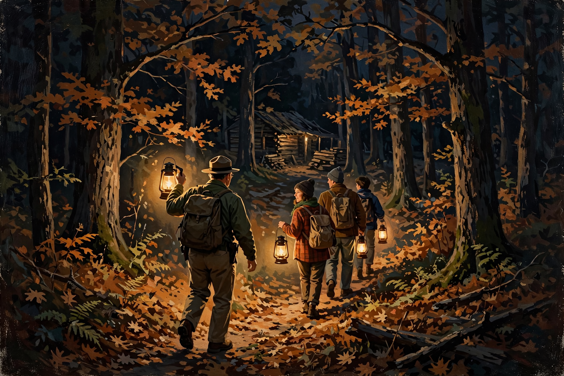 Illustration for 🏮 Carry a Lantern to an Old Camp in the Woods at Standing Stone
