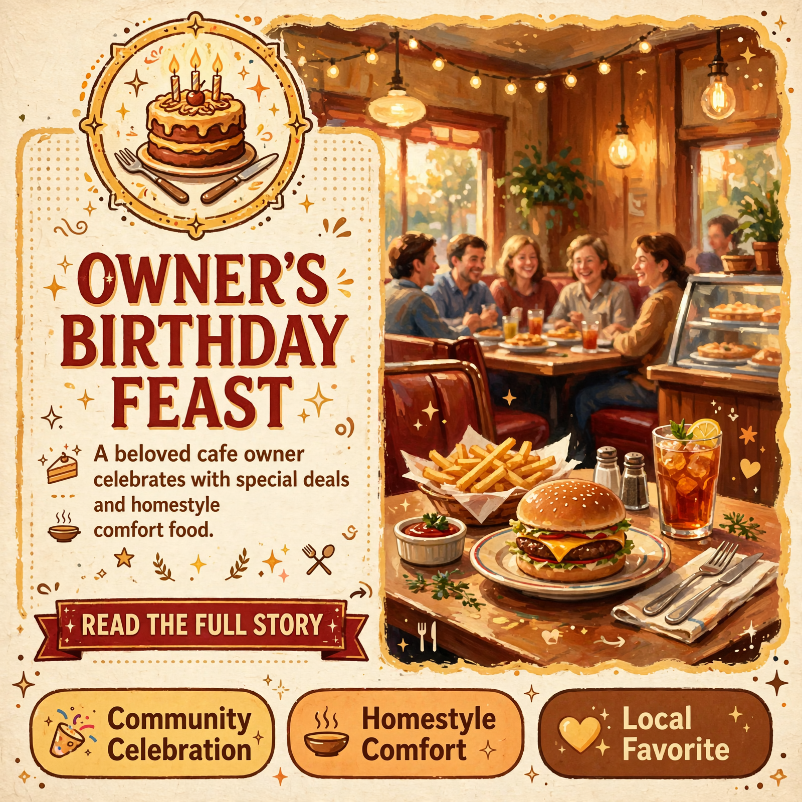 Featured image for "🎂 Mel's Old Times Cafe Celebrates Owner's Birthday with Special Meal Deal in Spencer"