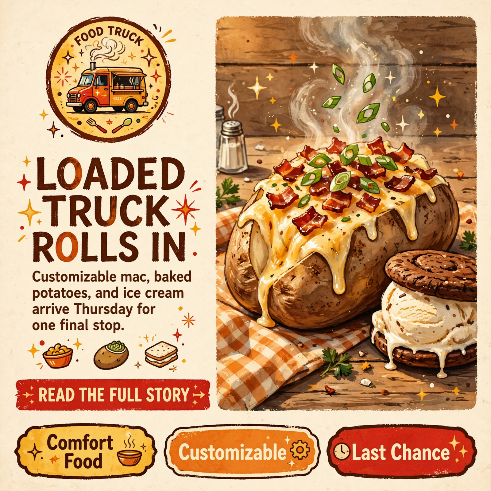 Featured image for "🚚 It's Loaded Food Truck Stops in Pikeville Thursday with Loaded Mac, Baked Potatoes & Ice Cream"