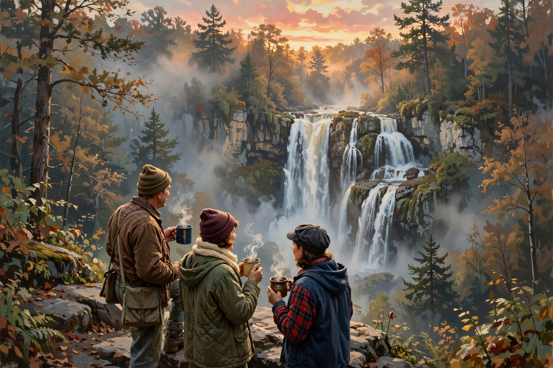 Illustration for ☕ Bring Your Favorite Mug for Sunrise Coffee by the Falls at Burgess Falls