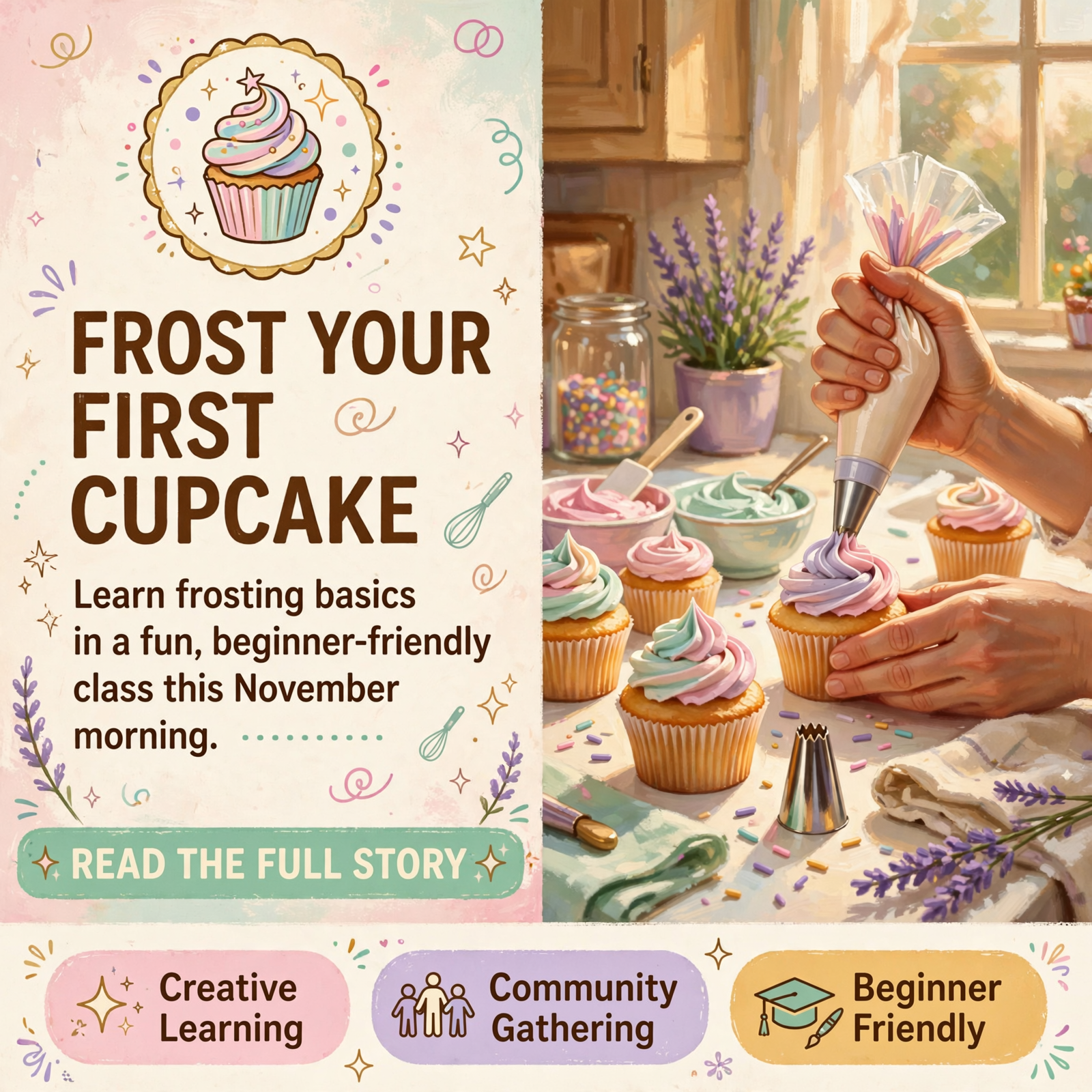 Featured image for "🧁 Learn Beginner Cupcake Decorating in Crossville This November"