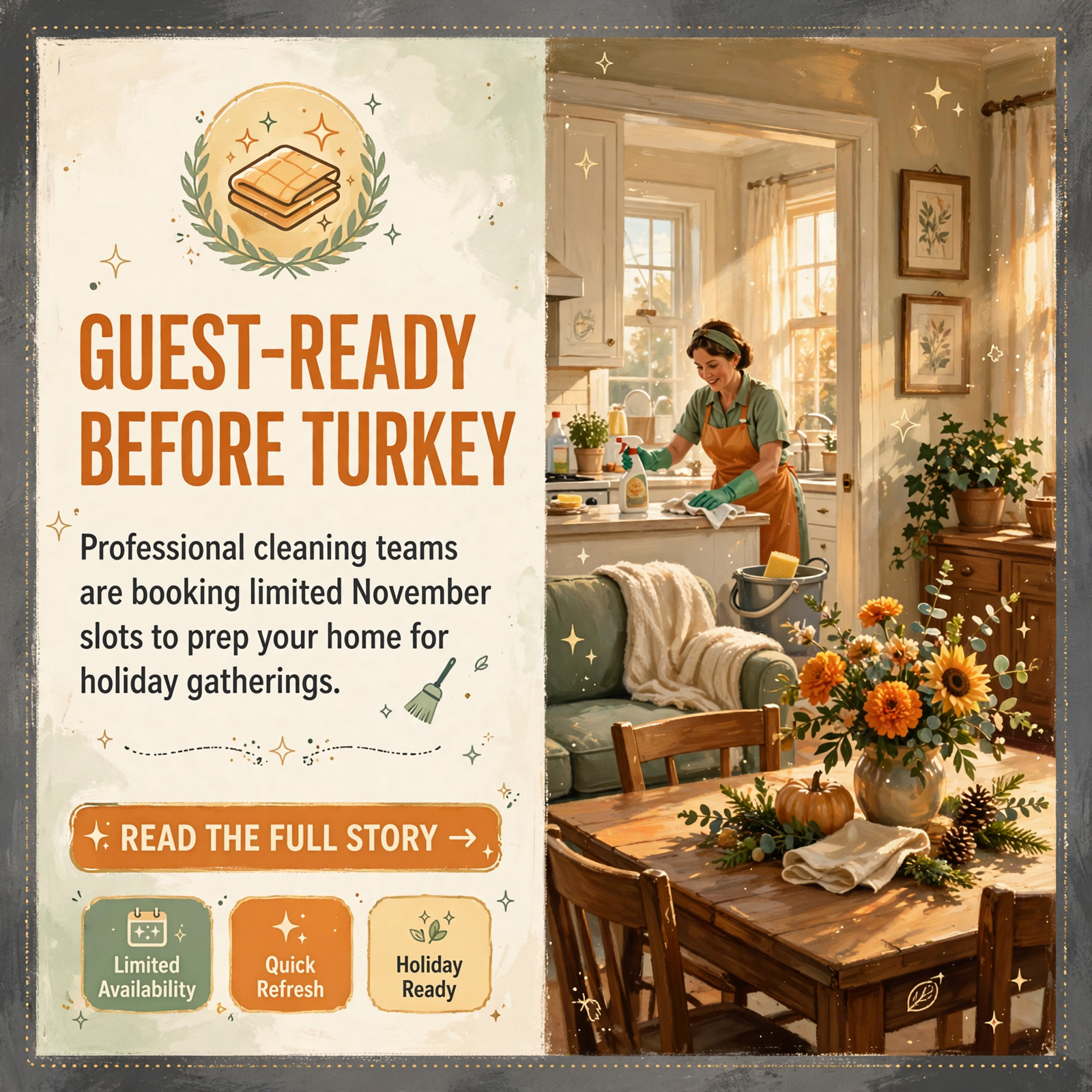 Featured image for "🦃 Quick Thanksgiving Cleaning Help Available in November - Limited Spots"