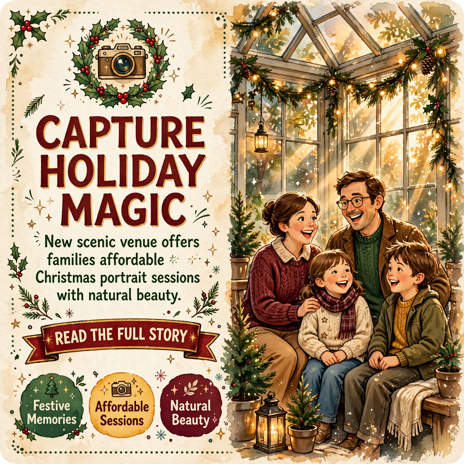 Featured image for "📸 AB Photography Launches Christmas Sessions at The Golden Glasshouse in Crossville"