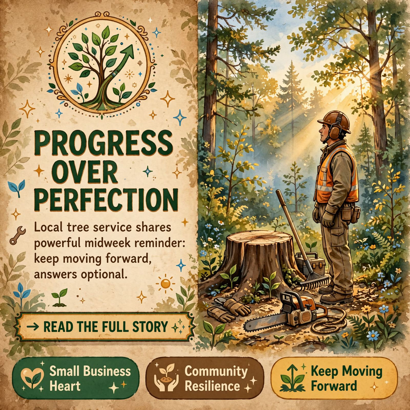 Featured image for "🌱 Keep Moving Forward: Rader's Tree Works Shares Midweek Motivation for East Tennessee"