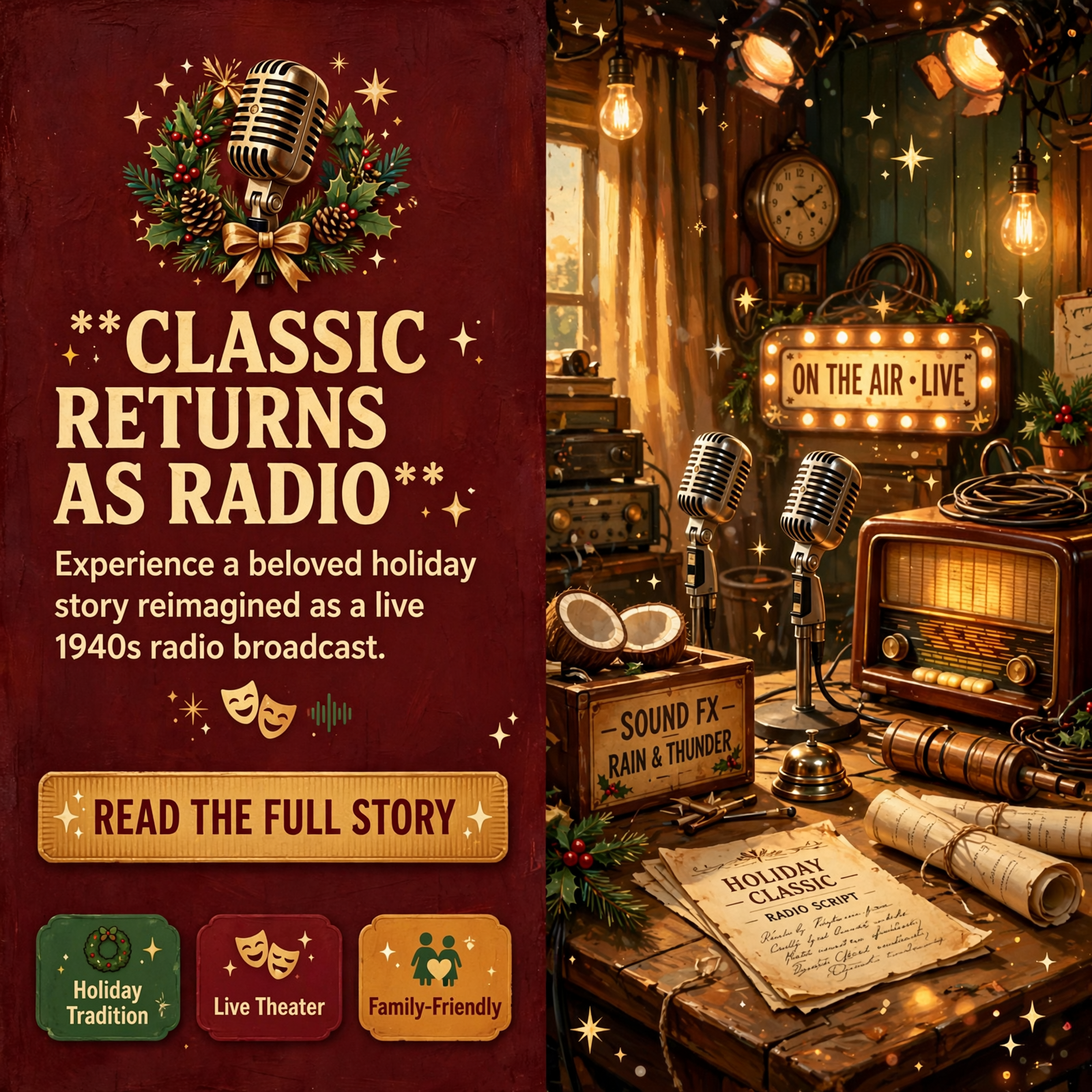 🎭 It’s a Wonderful Life Returns as Live 1940s Radio Play – Nov. 20 to Dec. 20 — Featured Image Featured image for "🎭 It's a Wonderful Life Returns as Live 1940s Radio Play - Nov. 20 to Dec. 20"