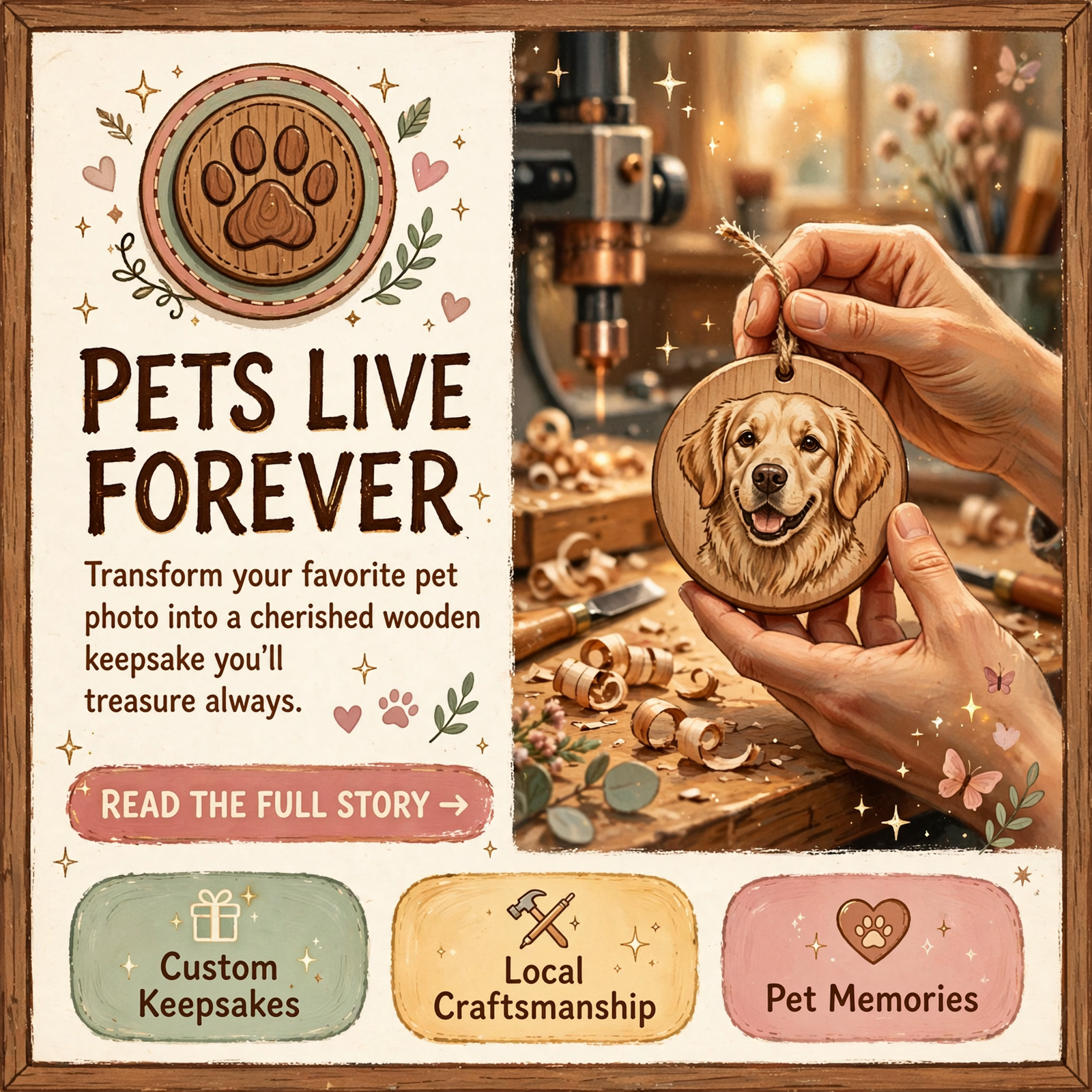 Featured image for "🐾 Turn Your Pet Photo Into a Wooden Keepsake at Country Boys Laser Engraving in Soddy Daisy"
