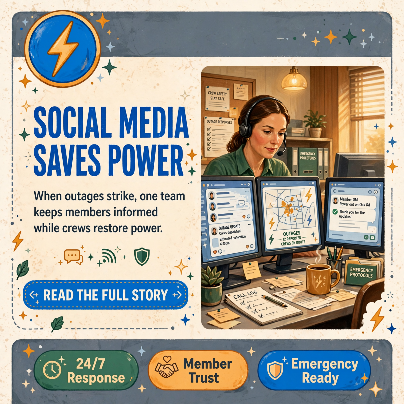Featured image for "📱 Cooperative Response Center Offers 24/7 Social Media Monitoring for Utility Outages"