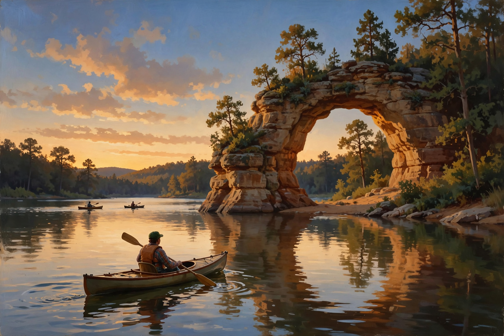 Illustration for 🛶 Paddle Arch Lake at Dusk — Then Come Back to Learn How the Black Bears Returned — at Pickett