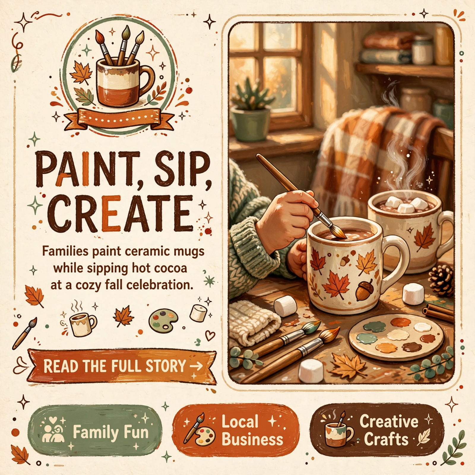 Featured image for "🎨 Kids' Cocoa & Ceramics Party in Dunlap - Paint Mugs, Sip Hot Cocoa, and Take Home Your Masterpiece"