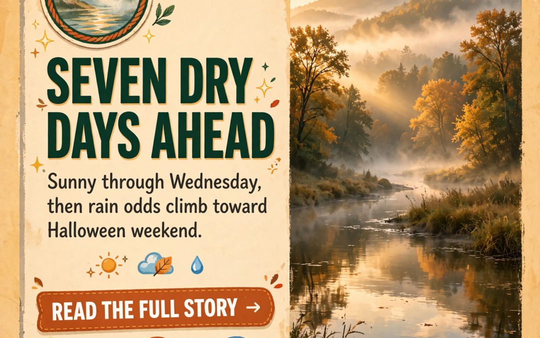 🎃 Dry Through Next Wednesday, Better Rain Odds Around Halloween Weekend, and a New Drought Map: Your Dunlap Weather & Outdoors Week
