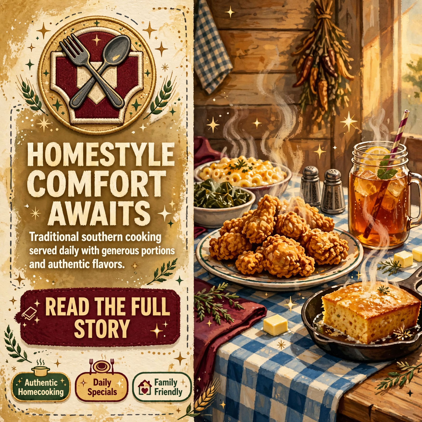 🍽️ Southern Comfort Food Daily Menu at Anthony and Theresa’s Homecookin’ in Dunlap — Featured Image Featured image for "🍽️ Southern Comfort Food Daily Menu at Anthony and Theresa's Homecookin' in Dunlap"