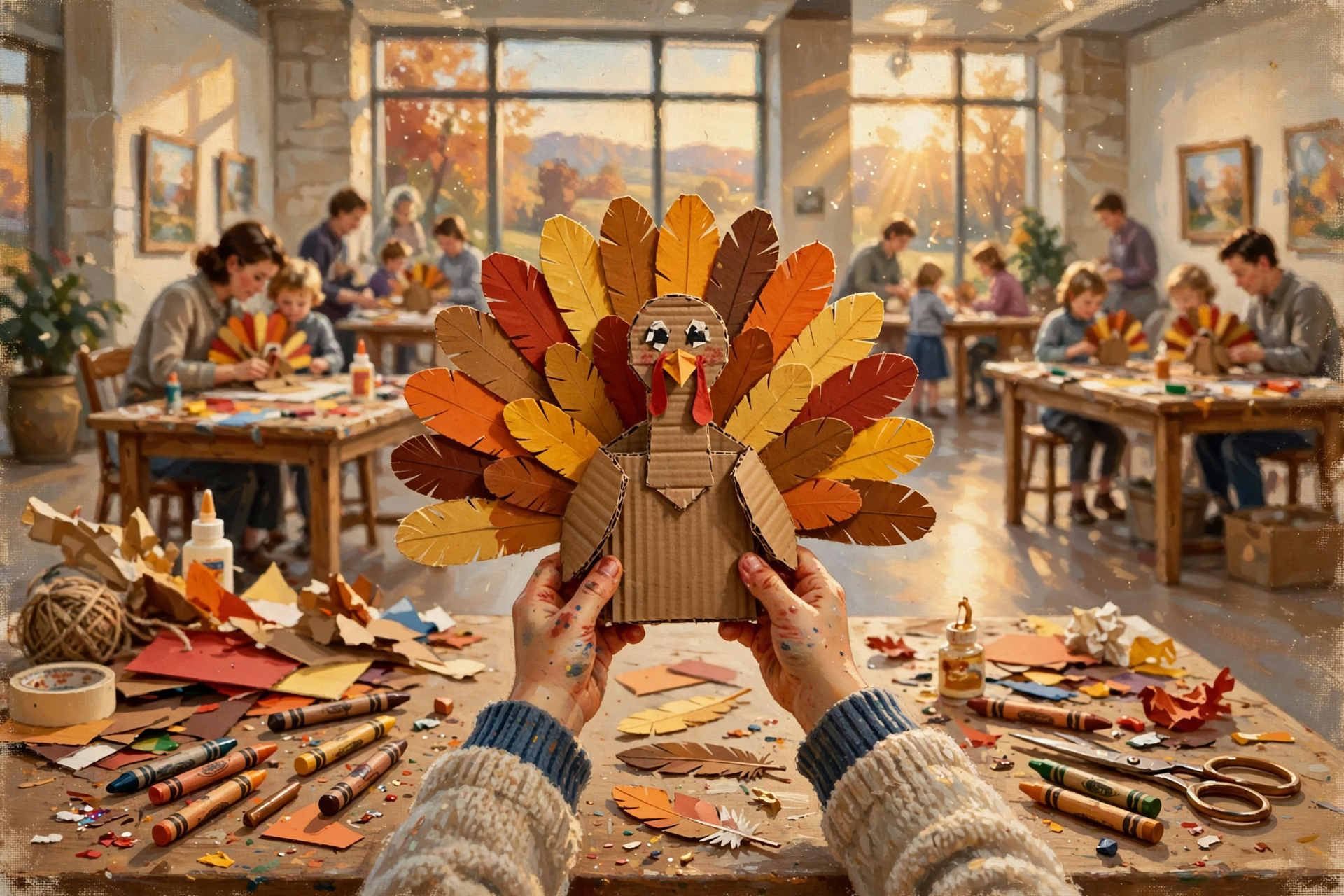 Illustration for 🦃 Build a Cardboard Turkey for the Thanksgiving Table at the Huntsville Museum of Art