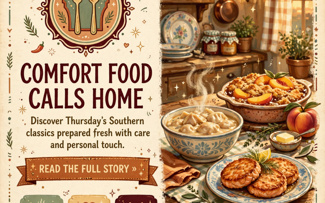 🍽️ Thursday Menu at Foutch Restaurant Features Salmon Patties and Chicken & Dumplings