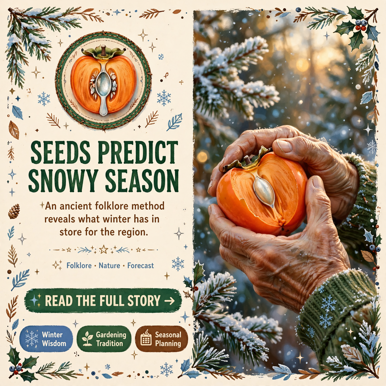 Featured image for "❄️ Signal Mountain Nursery Predicts a Snowy Winter Using Persimmon Seeds"