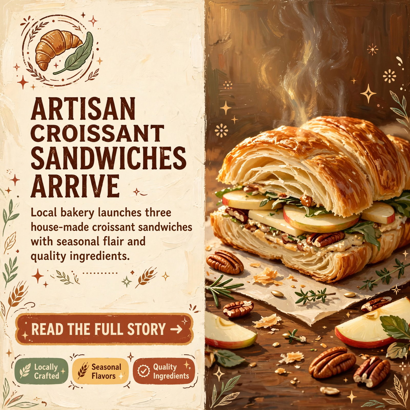 Featured image for "🥐 Crumbs and Kisses Debuts New Croissant Sandwich Menu in Whitwell"