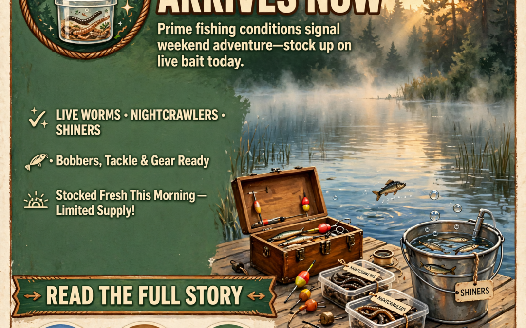🎣 Fresh Live Bait Arrives at Jack’s Bait & Tackle Shop for Weekend Fishing