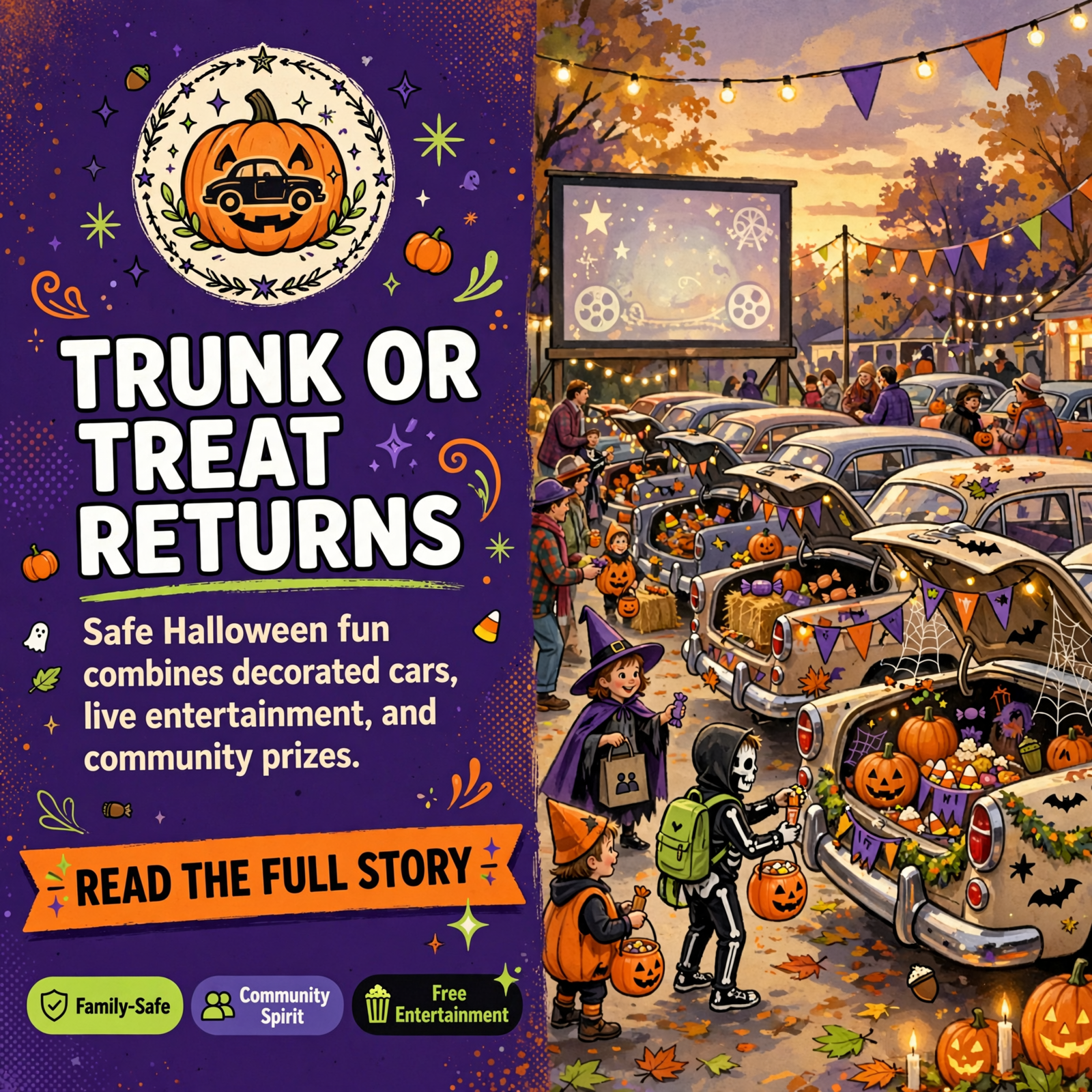 Featured image for "🎃 Stonewood Bluff Trunk or Treat Returns Halloween 2026 with Music, Movies & Prizes"