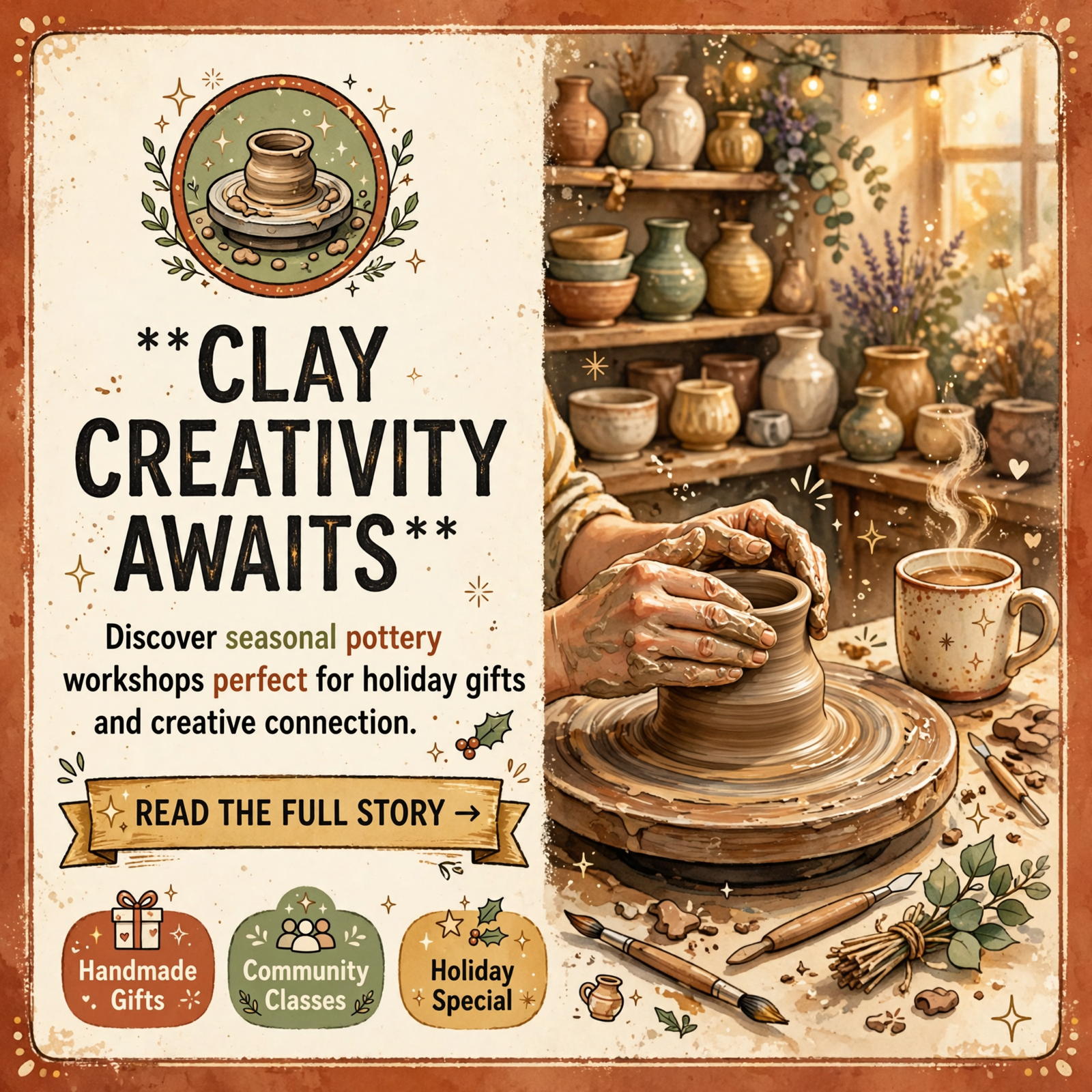 Featured image for "🎨 Pottery Art Cafe Unveils November Class Schedule in McMinnville - Themed Workshops and Holiday Gift Ideas"