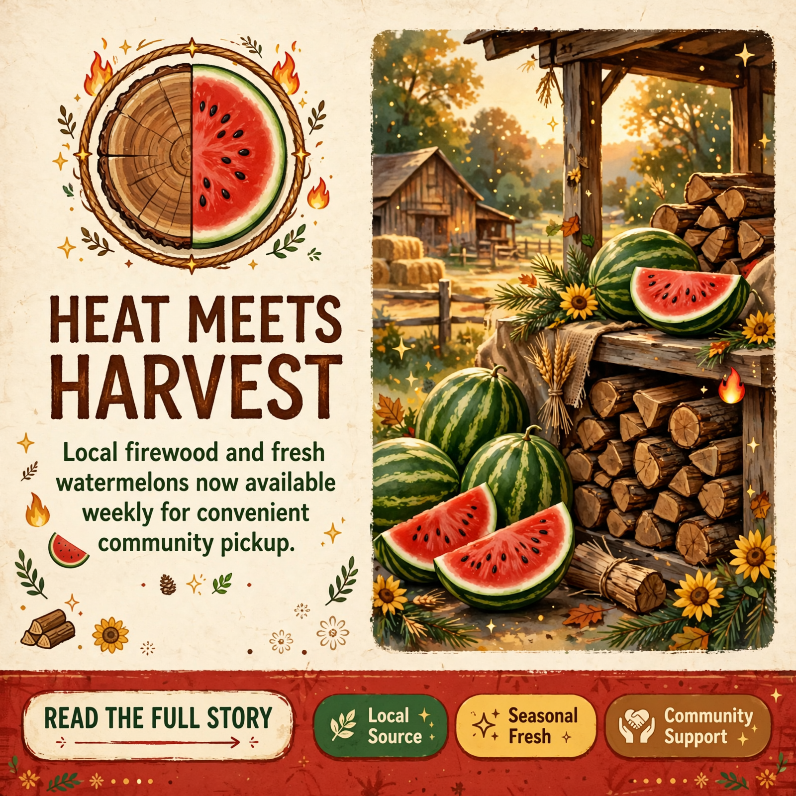πͺ΅ Seasoned Firewood and Fresh Watermelons Now Available in Birchwood β Featured Image Featured image for "πͺ΅ Seasoned Firewood and Fresh Watermelons Now Available in Birchwood"