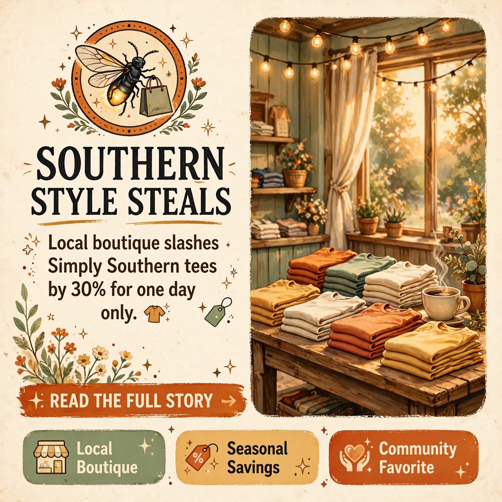Featured image for "🛍️ Firefly on Rankin Offers 30% Off Simply Southern T-Shirts Friday, October 23"
