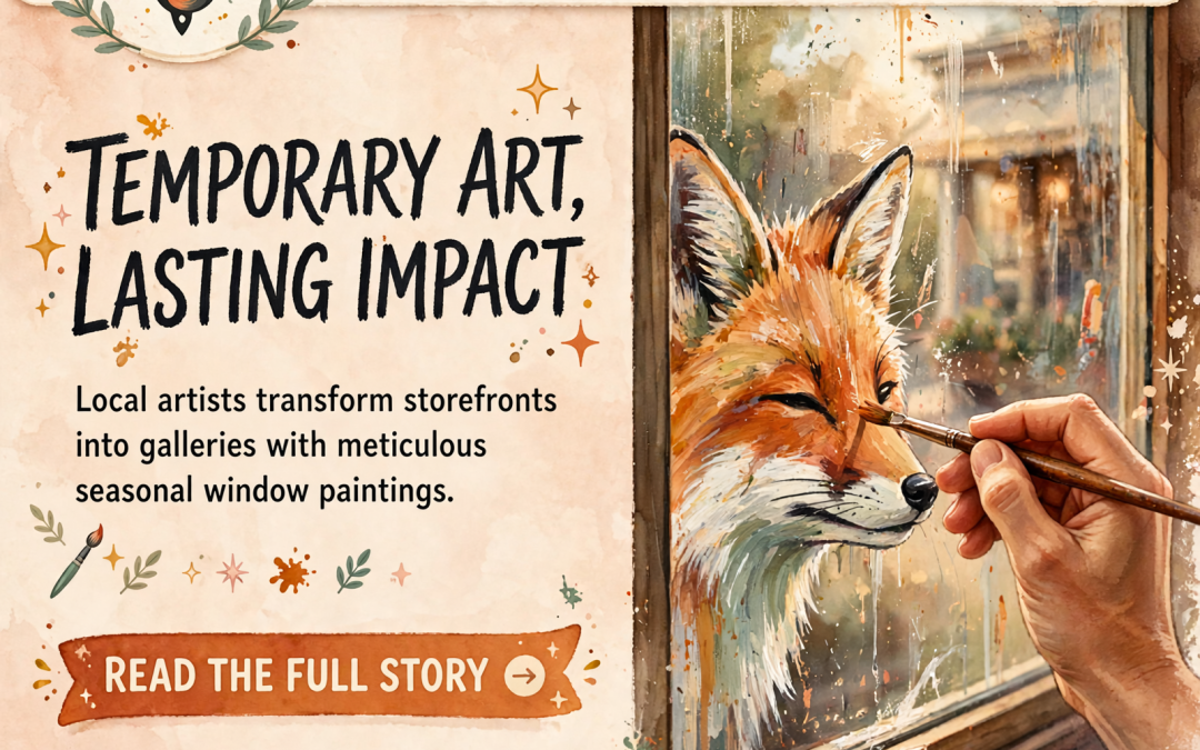 🦊 Window Painting Brings Seasonal Art to Storefronts – One Hair at a Time