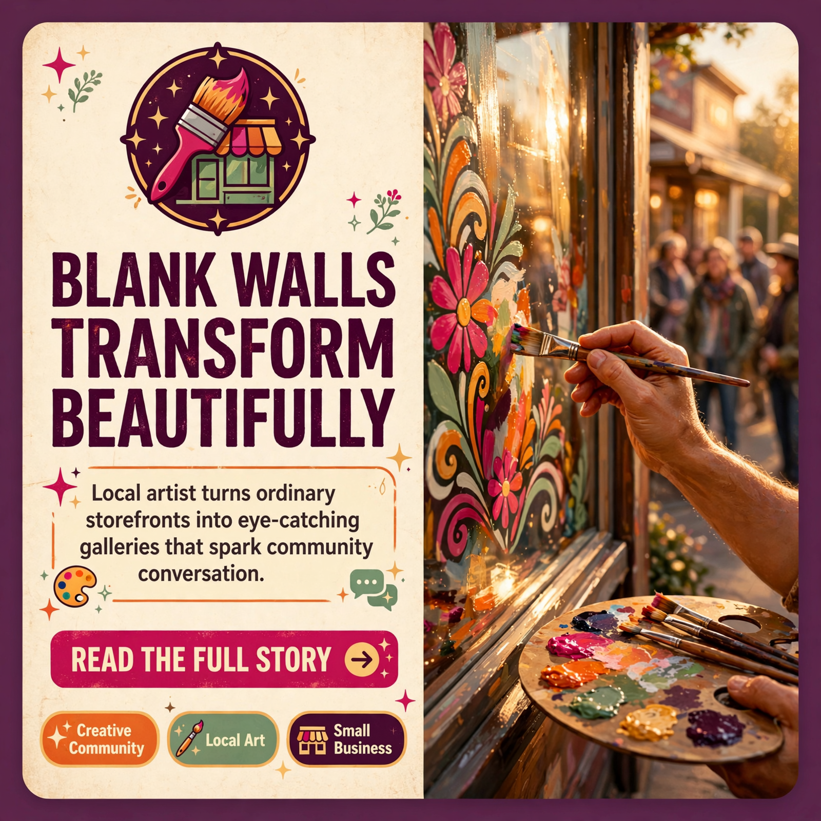 Featured image for "🎨 Local Artist Brings Storefront Windows to Life with Custom Painted Murals"