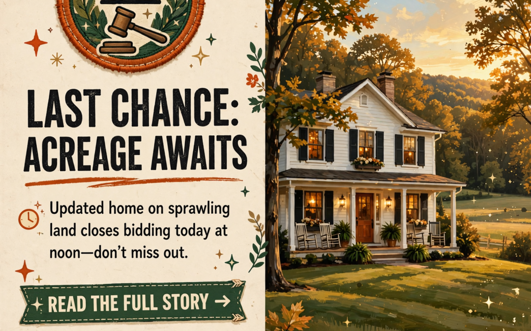 🏡 Online Auction Ends Today for Updated Home on 1.34 Acres in Crossville
