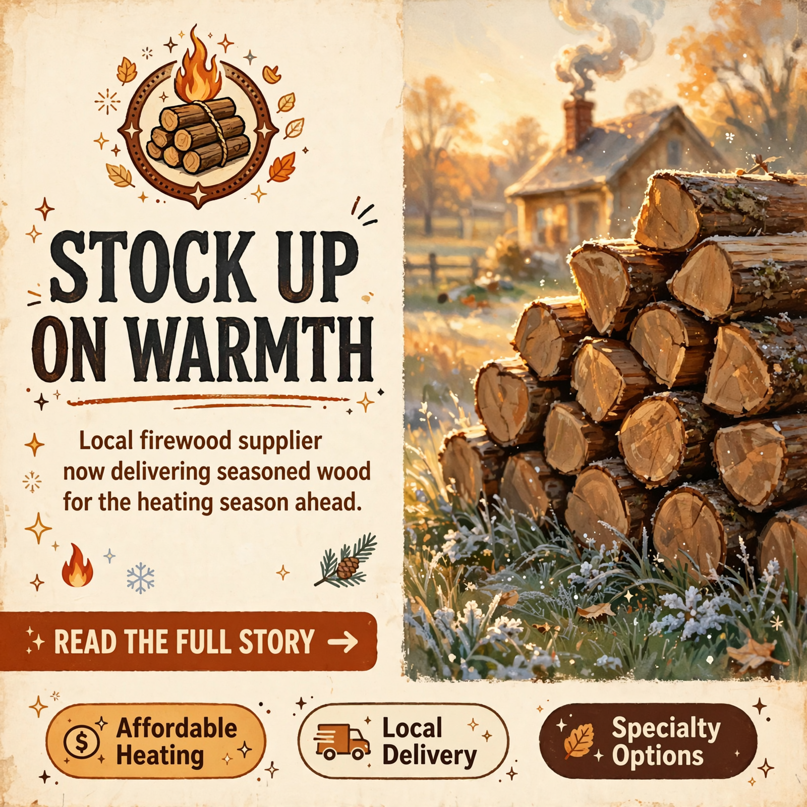 🔥 Firewood Available for Fall and Winter Heating Season — Featured Image Featured image for "🔥 Firewood Available for Fall and Winter Heating Season"