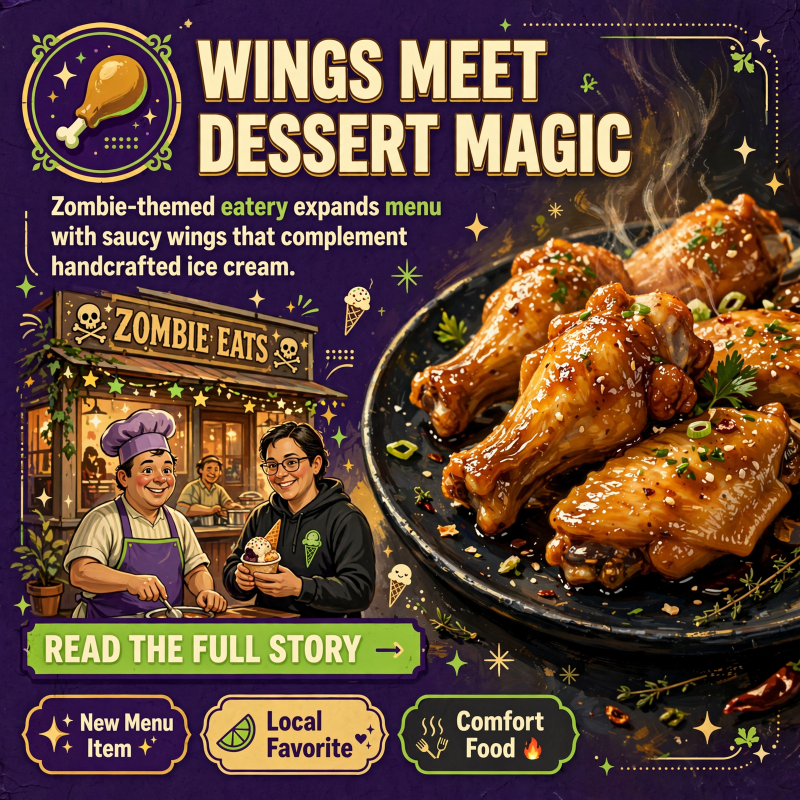 Featured image for "🍗 Wings with Flavor at Zombie Ice Cream in Jasper"