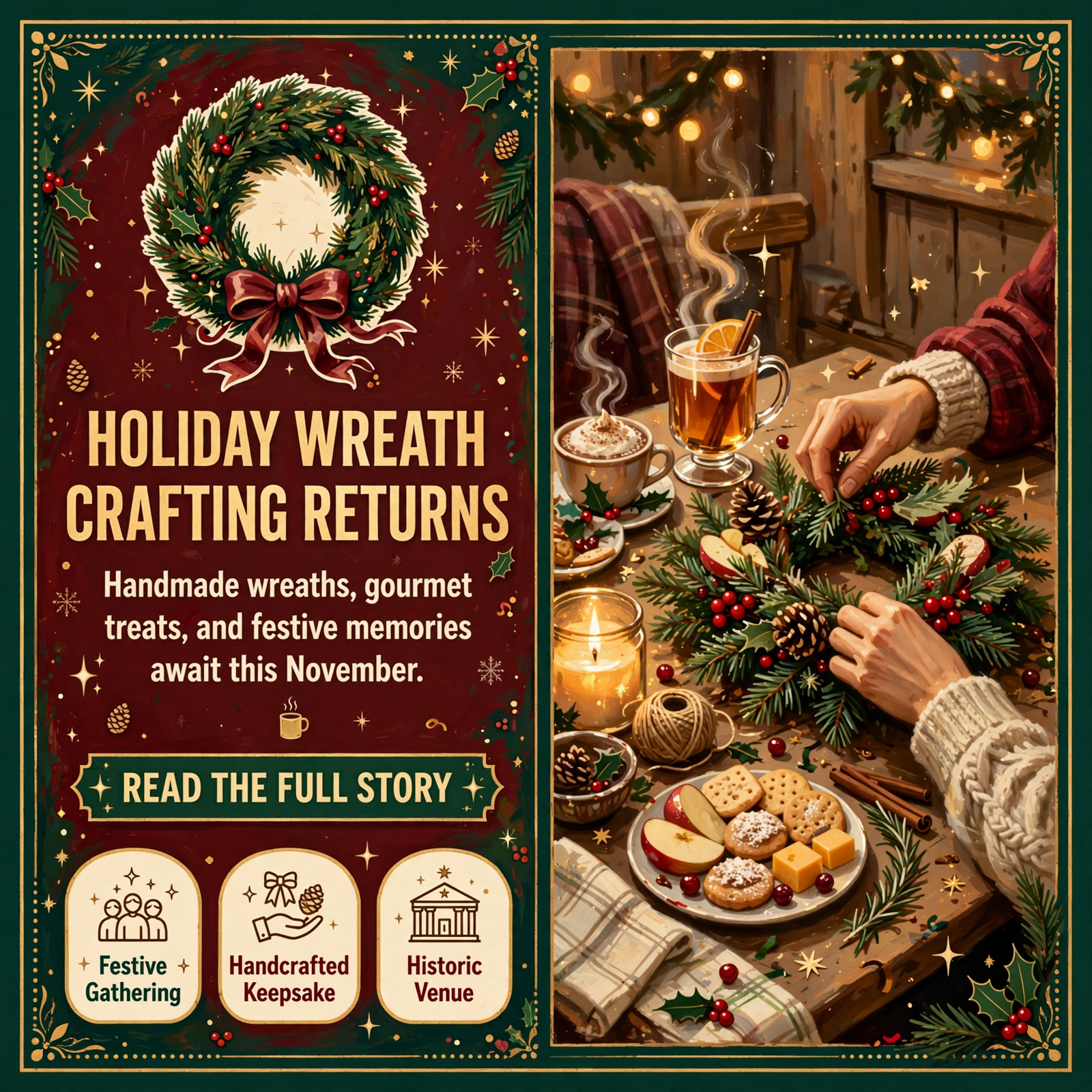 Featured image for "🎄 Live Wreath-Making Workshops Return to Whistlestop Manor in Sweetwater - November 21"