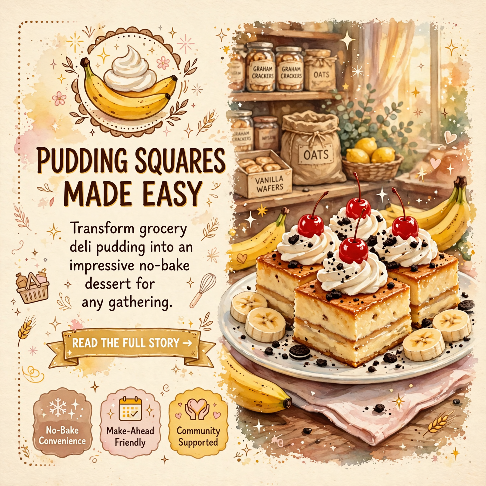 Featured image for "🍌 Banana Pudding Squares Recipe: A No-Bake Dessert from Your Local Grocery Deli"